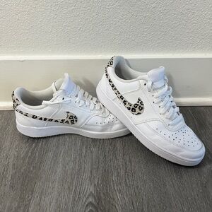 Nike Court Vision Low Leopard Swoosh - White DD9665-100 Women's Shoes